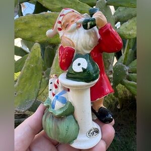 Vintage Josef Originals Ceramic Santa on phone Christmas Collectible Figurine